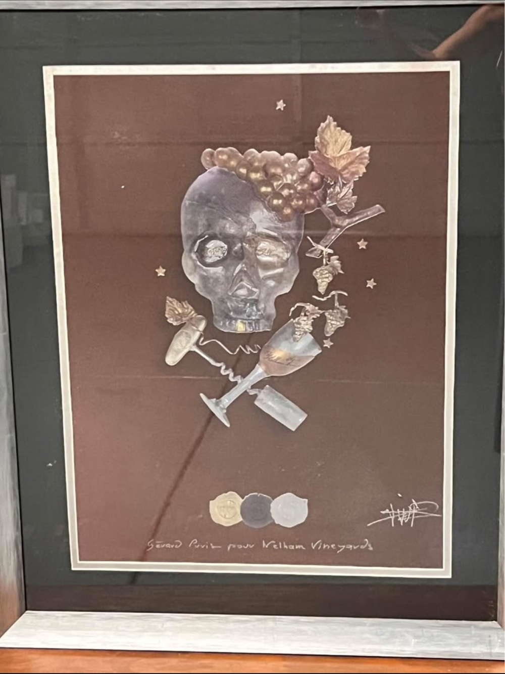 Skull & Grapes Home Art Print in Brown